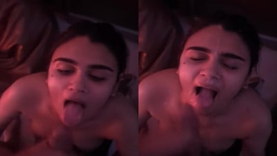 Cute College Girl’s Dripping Facial Cumshot