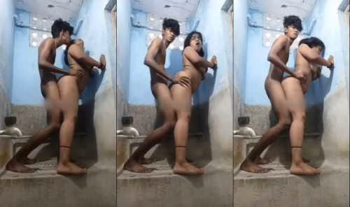 Kerala village figure fucked behind back in bathroom mms
